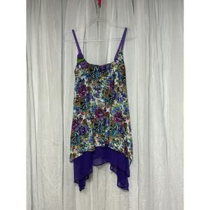 VTG Betsey Johnson Floral Rose Swim Dress Coverup Pin Up Croquette Whimsy M / L